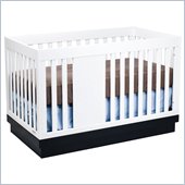 Babyletto Harlow 3-in-1 Crib in White and Navy with Mattress