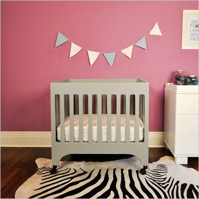 Babyletto Grayson Mini Crib with Pad in Grey
