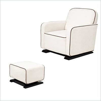 Babyletto Kyoto Glider and Ottoman in Ecru with Mocha