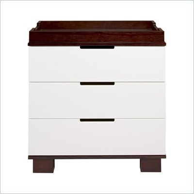 Babyletto Modo 3-Drawer Wood Changing Table w/ Tray in Espresso/White