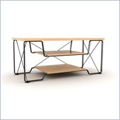 Atlantic Uptown Black Metallic Frame TV Stand with Maple Wood Top