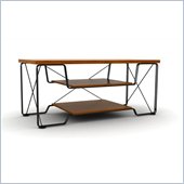 Atlantic Uptown Black Metallic Frame TV Stand with Cherry Wood Top