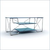 Atlantic Uptown Silver Metallic Frame TV Stand with Blue Glass