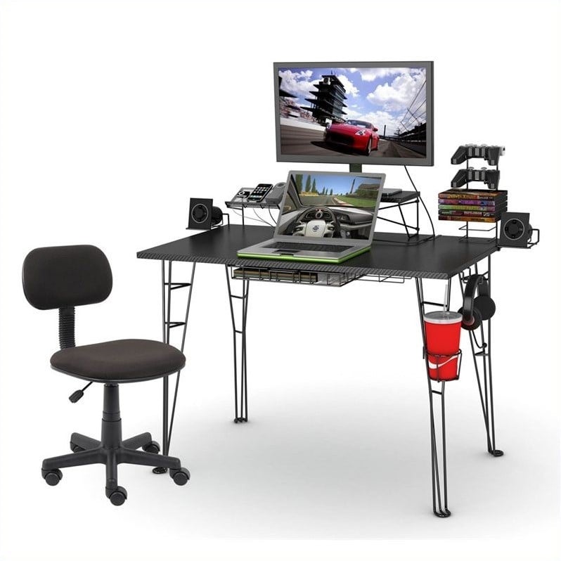 Atlantic Inc Gaming Desk and Task Chair Set in Black