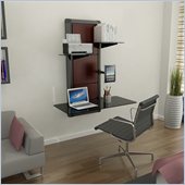 Atlantic Inc Evo Wall Mount Desk in Black/Walnut Cherry Wood