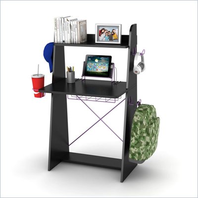 Atlantic Inc Ladder Desk In Black With Purple Edging