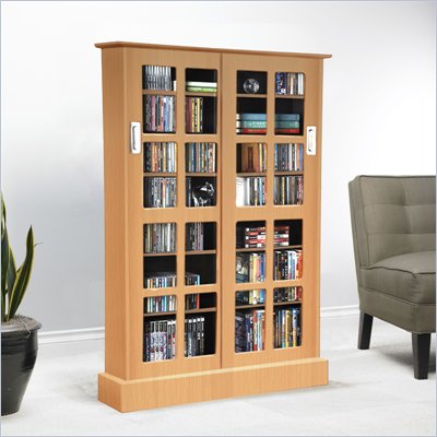 Atlantic Inc Windowpane Cabinet With Sliding Glass Doors In Maple 