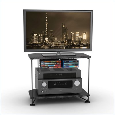 Atlantic Inc Berlin 32 Inches Corner TV Stand in Black Carbon Fiber Pattern