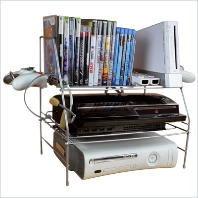 Atlantic Inc Game Depot Wire Gaming Rack For Youth Room in Silver