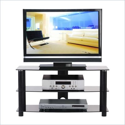 Atlantic Quattro Steel Frame Glass Shelves Low Profile TV Stand