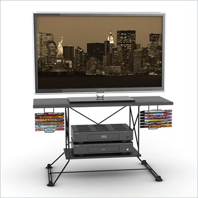 Atlantic Inc Soho 37 Inches TV Stand, Black, Black Carbon Fiber