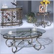 Glass End Tables | Antique End Tables | Glass Top Tables | Glass Cocktail Tables - Jofran 3 Piece Glass Top Cocktail Table and 2 End Tables Set in Antique Gold