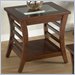 Jofran 315 Series Glass Top Insert End Table in Bartlett Cherry