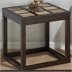 Jofran 768 Series Italian Tile Top End Table in Dark Roast Finish