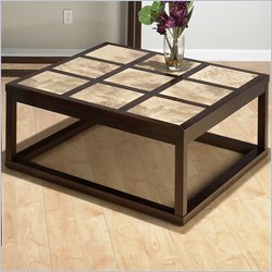 Jofran 768 Series Italian Tile Top Cocktail Table in Dark Roast Finish