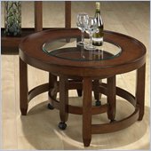 Jofran 923 Series Round Glass Top Insert Nesting Cocktail Table in Cherry