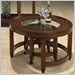 Jofran 923 Series Round Glass Top Insert Nesting Cocktail Table in Cherry