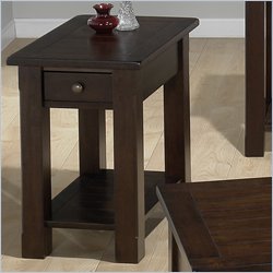Jofran 951 Series Wood Chairside Table in Dark Rustic Prairie Finish