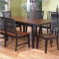 Jofran Butterfly Leaf Casual Dining Table in Antique Black and Saddle Brown Oak Finish