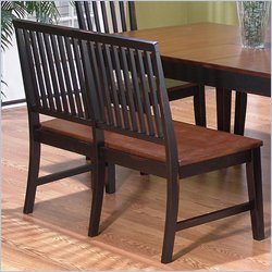 Jofran Mission Wood Bench in Antique Black and Saddle Brown Oak Finish