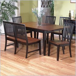 Jofran 6 Piece Dining Set  in Antique Black Rub-Thru and Saddle Brown Oak