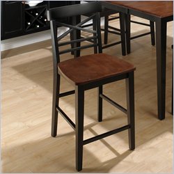Jofran X Back Counter Height Stool in Antique Black and Fudge Brown