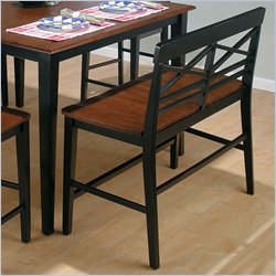 Jofran X Back Wood Counter Height Bench in Antique Black and Fudge Brown Finish