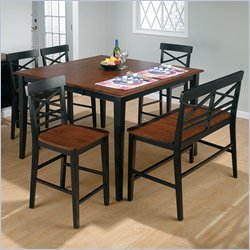 Jofran 6 Piece Counter Height Dining Set in Antique Black and Fudge Brown