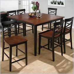 Jofran 7 Piece Counter Height Dining Table Set in Antique Black and Fudge Brown
