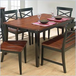 Jofran Shaped Casual Dining Table in  Antique Black and Toffee Brown Finish