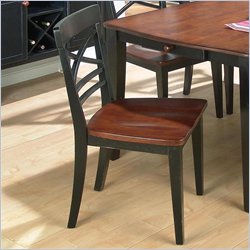 Jofran X Back Wood Side Chair in Antique Black and Toffee Brown Finish