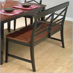Jofran X Back Side Wood Bench in Antique Black and Toffee Brown Finish