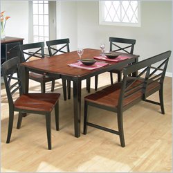 Jofran 6 Piece Dining Set in Antique Black and Toffee Brown