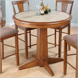 Jofran Round Counter Height Table in Saddle Brown Oak Finish