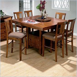 Jofran 7 Piece Counter Height Dining Set in Saddle Brown oak