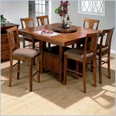 Jofran 7 Piece Counter Height Dining Set in Saddle Brown oak