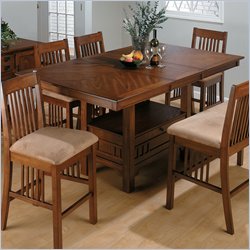 Jofran Counter Height Table with Butterfly Leaf in Saddle Brown Oak Finish