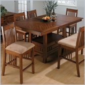 Jofran 5 Piece Mission Counter Height Dining Set in Saddle Brown Oak