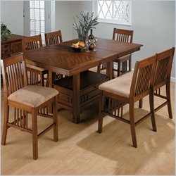 Jofran 7 Piece Mission Counter Height Dining Set in Saddle Brown Oak