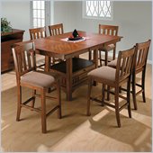 Jofran 7 Piece School House Counter Height Dining Set in Saddle Brown Oak