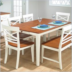 Jofran 5 Piece Dining Set in Antique White Rub-Thru & Toffee Brown