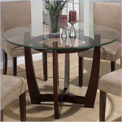 Jofran Round Glass Top Casual Dining Table in Carlsbad Cherry