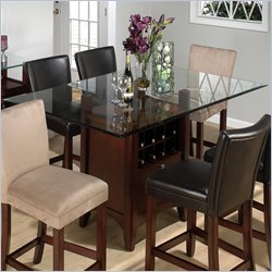 Jofran Rectangle Glass Top Table with 36" Storage Base in Carlsbad Cherry