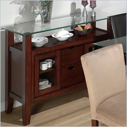 Jofran Glass Top 2 Drawer 2 Shelf Server in Carlsbad Cherry Finish