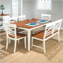 Jofran 7 Piece Dining Set in Antique White Rub-Thru & Toffee Brown