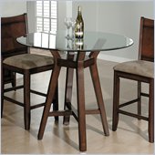 Jofran Round 10mm Bevel Glass Top Casual Dining Table in Carlsbad Cherry Finish