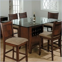 Jofran Rectangular Beveled Glass Top Casual Dining Table in Carlsbad Cherry