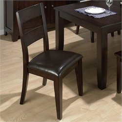 Jofran Conventional Height 1 Rung LadderBack Vinyl Side Chair in Dark Wood Finish