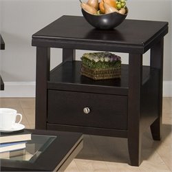 Jofran Marlon End Table With Wood Top in Wenge Finish