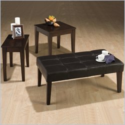 Jofran Espresso Vinyl Top Rectangular Ottoman Cocktail Table Set in Espresso